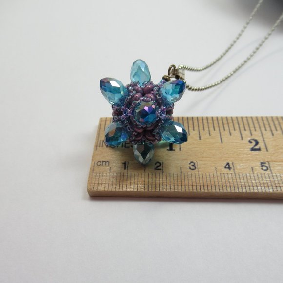 Blue Crystal 3d Beaded Bead pendant - Picture 11 of 15